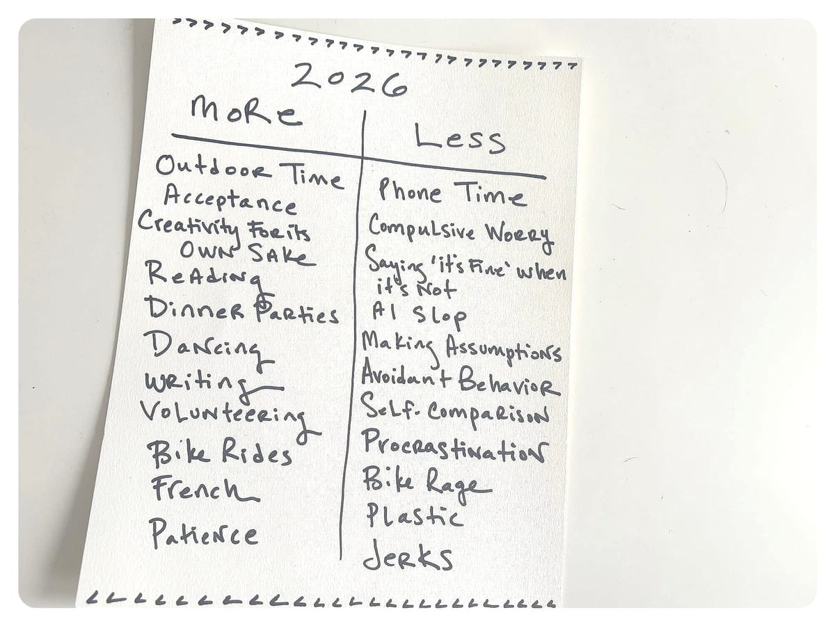 my more and less list for 2026